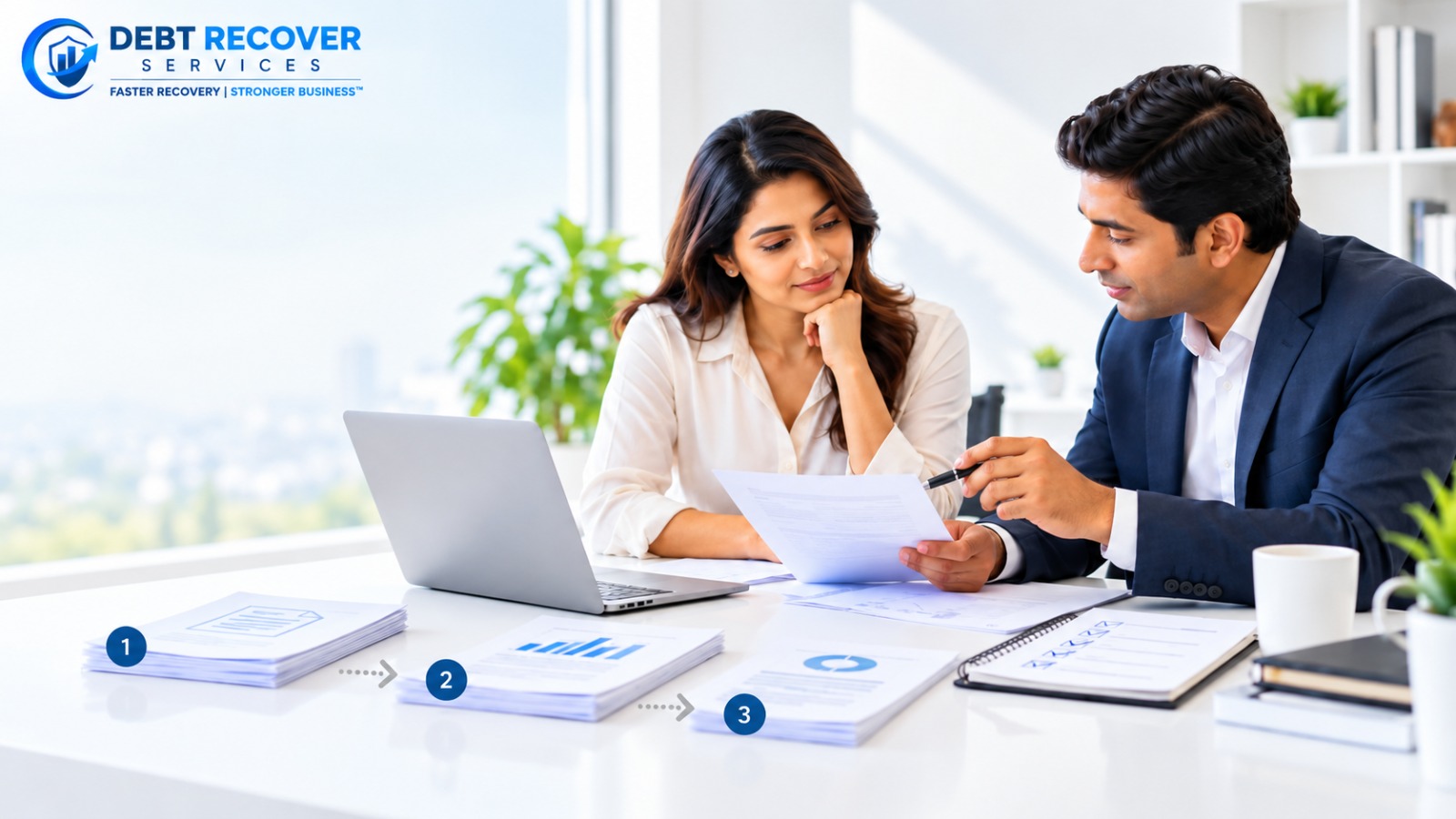 Professional debt recovery negotiation between business representatives